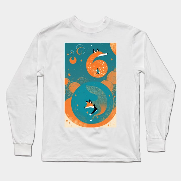 Floral Flower Fox Yoga Long Sleeve T-Shirt by ShopSunday